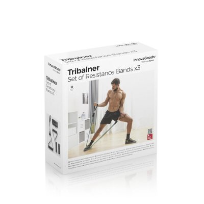 InnovaGoods Vastusnauhasetti lisävälineilla ja harjoitusoppaalla Tribainer 3 osaa Musta Metalli